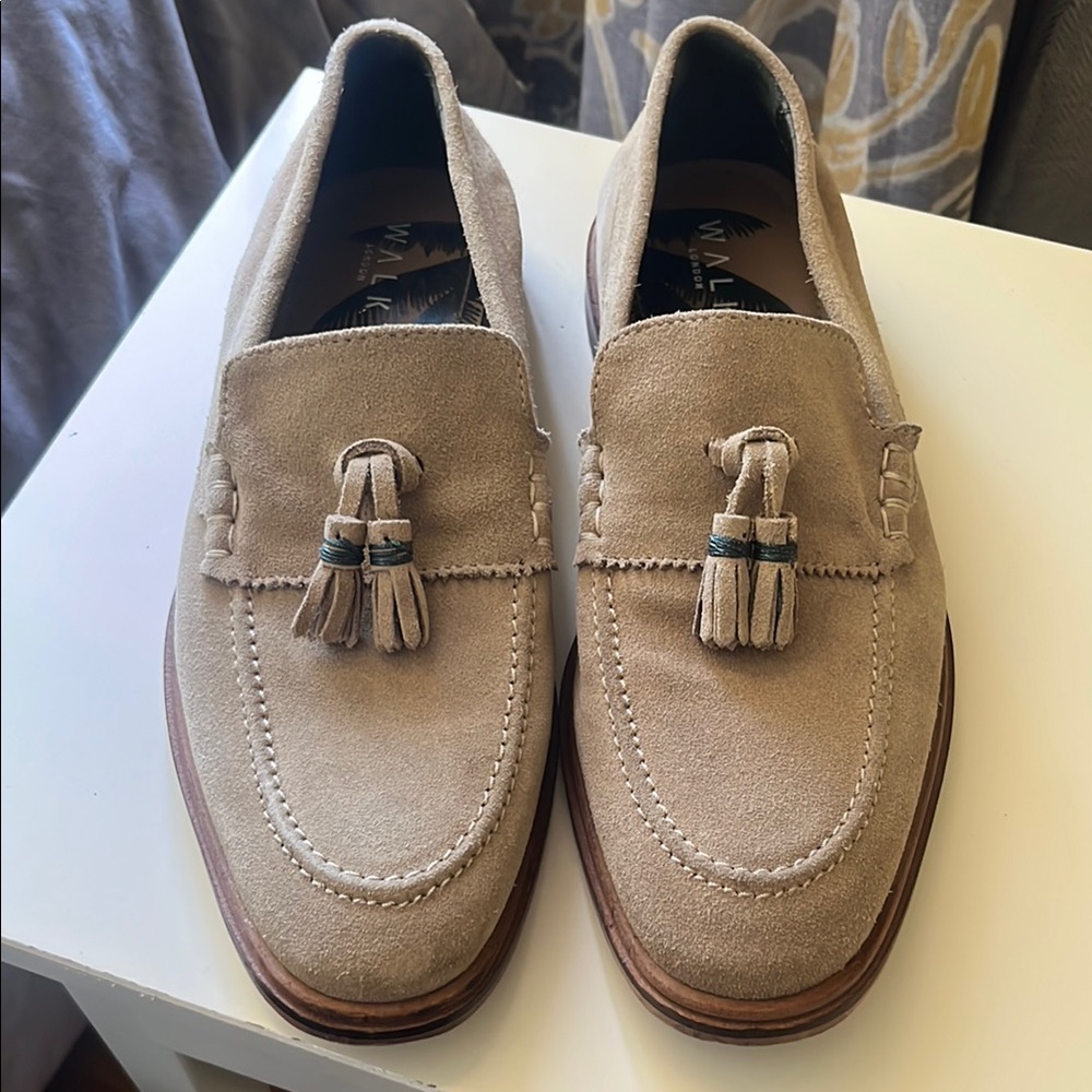 WALK London Tan Suede Loafers size 11 men